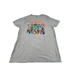 Marvel Avengers Graphic Tee Gray XL Cotton Blend Comic Novelty Print Casual